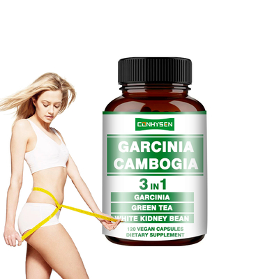Vendita a caldo Capsule di Garcinia Cambogia 3 in 1 Capsula vegana Promuove la produzione di energia con il tè verde