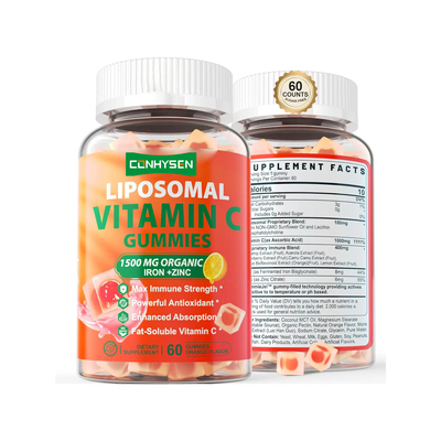 Etichetta privata Senza zucchero Organico Supplemento di ferro e zinco Supporto Migliora la salute della pelle Vitamina C Gomme