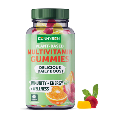 Gommosi Multivitaminiche a Base Vegetale per Supporto Immunitario, Energia e Benessere, Gusto Fruttato