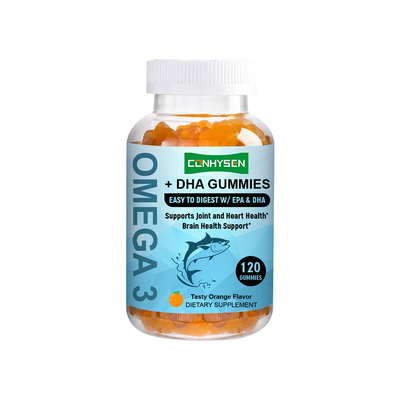 Fornitura di fabbrica di caramelle gommose Omega 3 al gusto di arancia per promuovere la salute del cervello e degli occhi